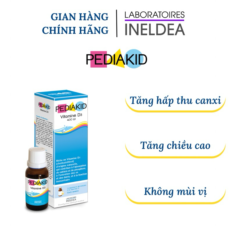 Pediakid Vitamin D3 không mùi vị cho trẻ sơ sinh 20ml