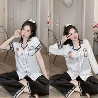 Đồ ngủ nữ , pijama lụa nữ tay ngắn quần dài hàn quốc, chất lụa mềm mịn freesize, TM shop