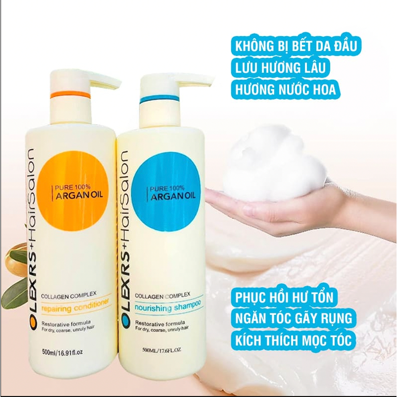 Cặp dầu gội xả Olexrs Argan Oil Collagen Hair Salon