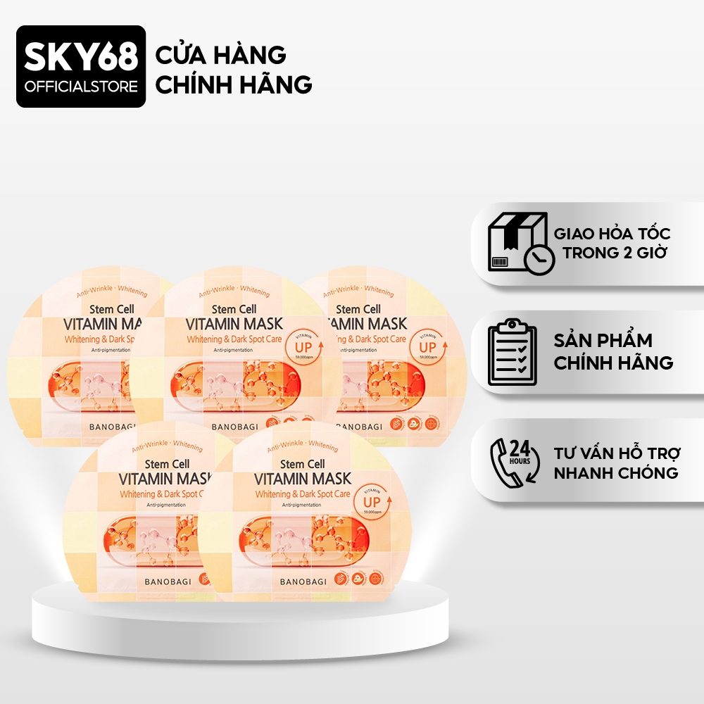 Combo 5 Mặt nạ BANOBAGI Làm Mờ Thâm, Đều Màu Da Stem Cell Vitamin Mask 30ml x5 - CARO Dark Spot Care
