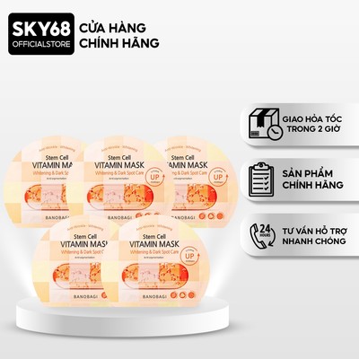 Combo 5 Mặt nạ BANOBAGI Làm Mờ Thâm, Đều Màu Da Stem Cell Vitamin Mask 30ml x5 - CARO Dark Spot Care