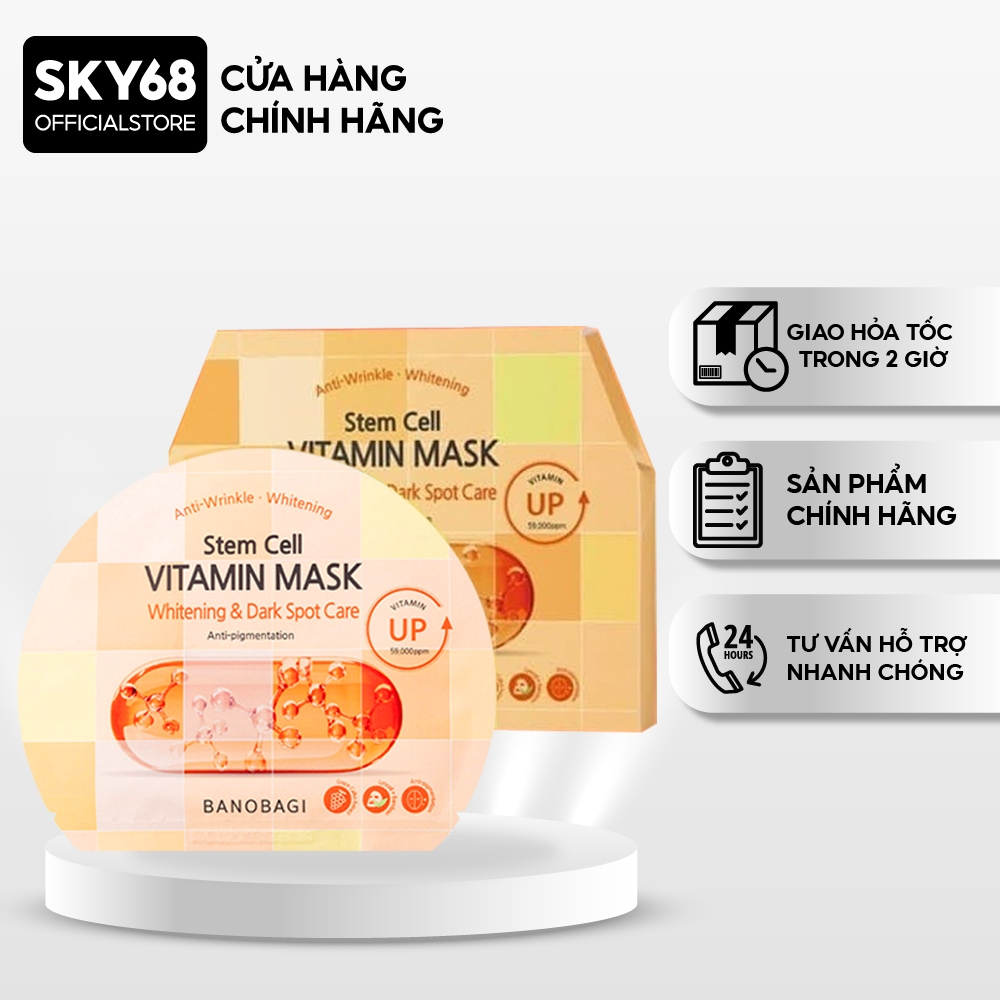 Hộp 10 Mặt nạ BANOBAGI Làm Mờ Thâm, Đều Màu Da Stem Cell Vitamin Mask 30ml x10 - CARO Dark Spot Care