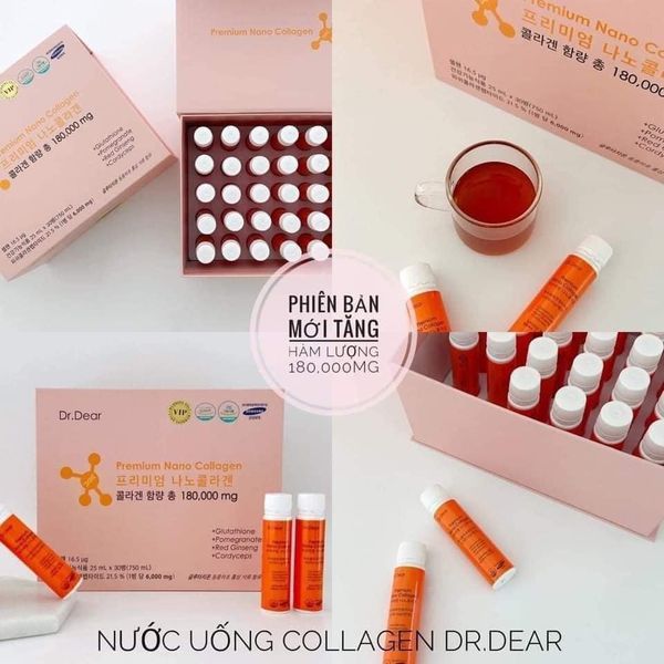 Nước Uống Colagen Premium Nano Hồng Sâm & Đông Trùng Hạ Thảo Cao Cấp (COLLAGEN VIP 180,000mg NANO DR