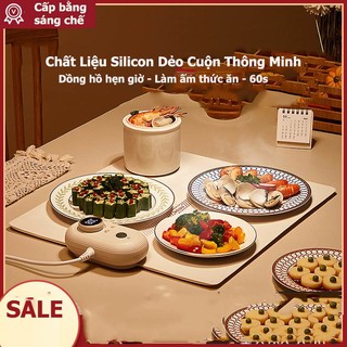 Thảm hâm nóng đồ ăn thông minh, Đĩa làm nóng đồ ăn, uống linh hoạt, Đĩa hâm nóng đa năng chất liệu silicon gấp gọn