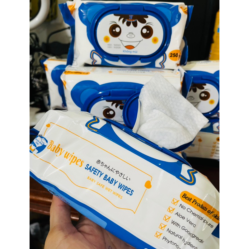 Khăn ướt baby wipes Lớn 250 không mùi cho bé