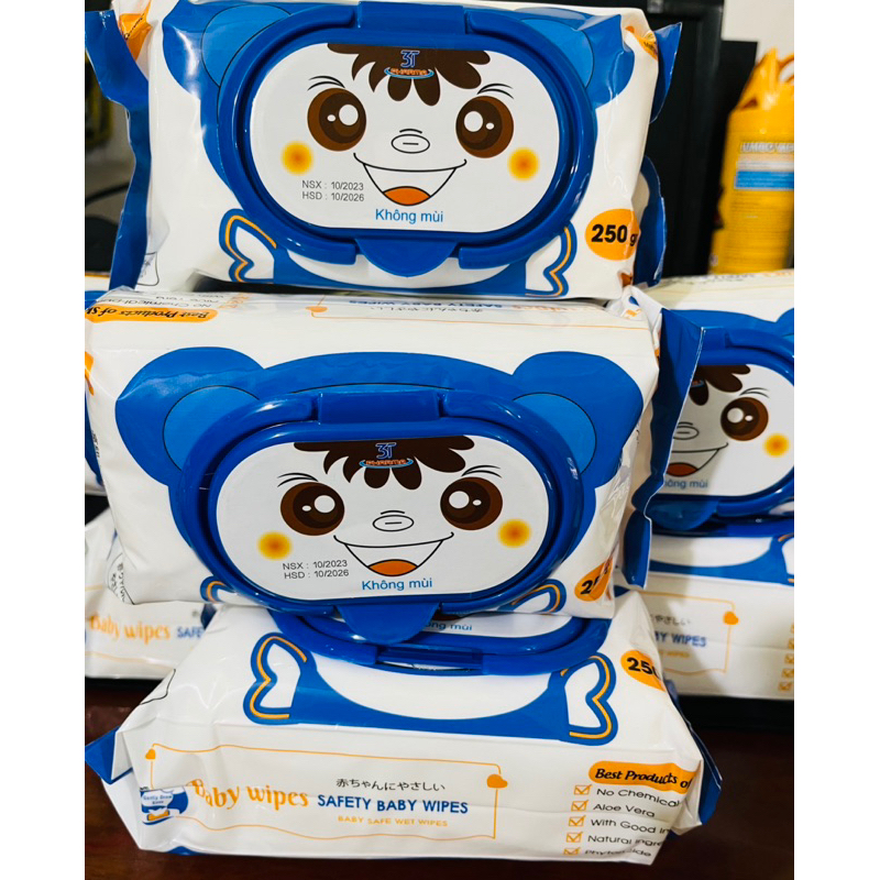 Khăn ướt baby wipes Lớn 250 không mùi cho bé