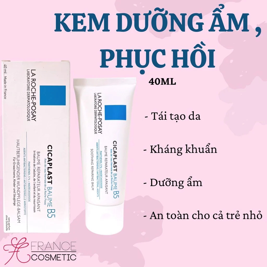 Kem phục hồi da B5 tổn thương do mụn, peel, lăn kim Laroche posay Repair Cream 40ml -Khani
