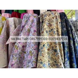Vải tafta hoa lá 3 màu siêu xinh