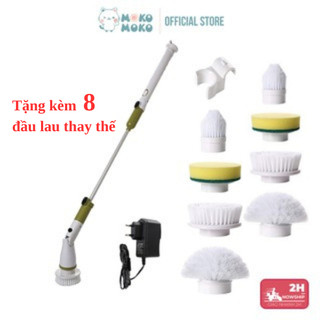 Chổi Cọ Nhà Vệ Sinh Kèm 8 Đầu Thay Thế Tiện Lợi, Pin 4000 mAh Dung Lượng Lớn Vệ Sinh Bồn Cầu, Toilet Bằng Điện Không Dây