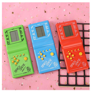 Máy điện tử xếp hình cầm tay TẶNG PIN, máy chơi điện tử xếp gạch, máy chơi game xếp hình kèm pin