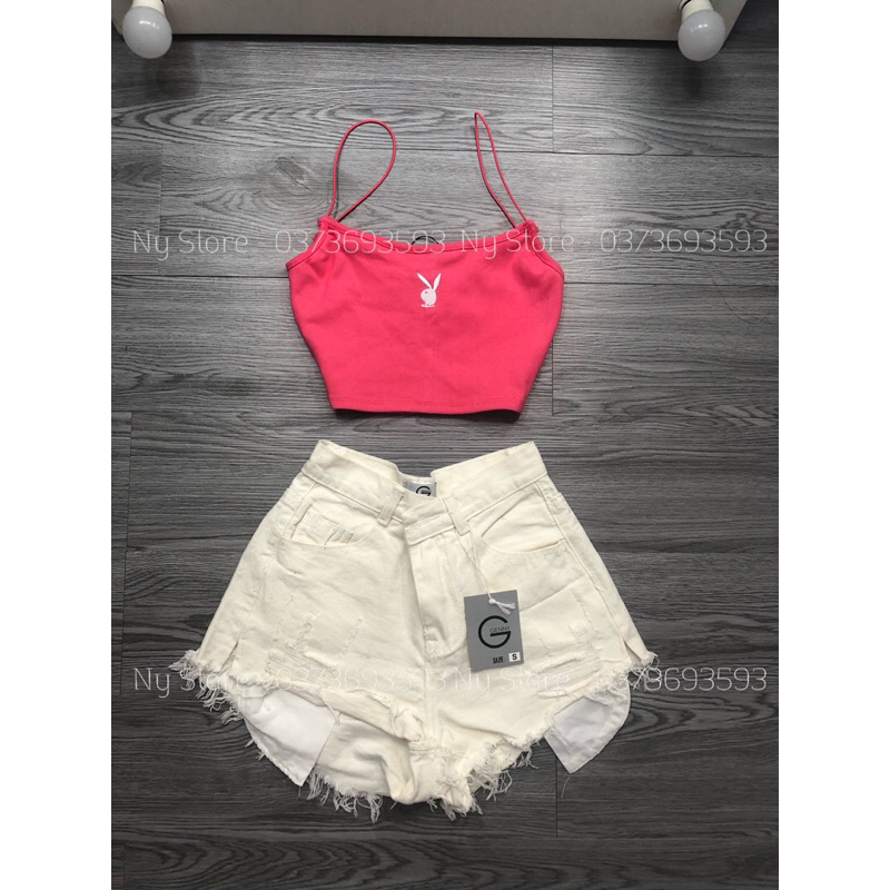 ÁO DÂY CROPTOP THÊU THỎ