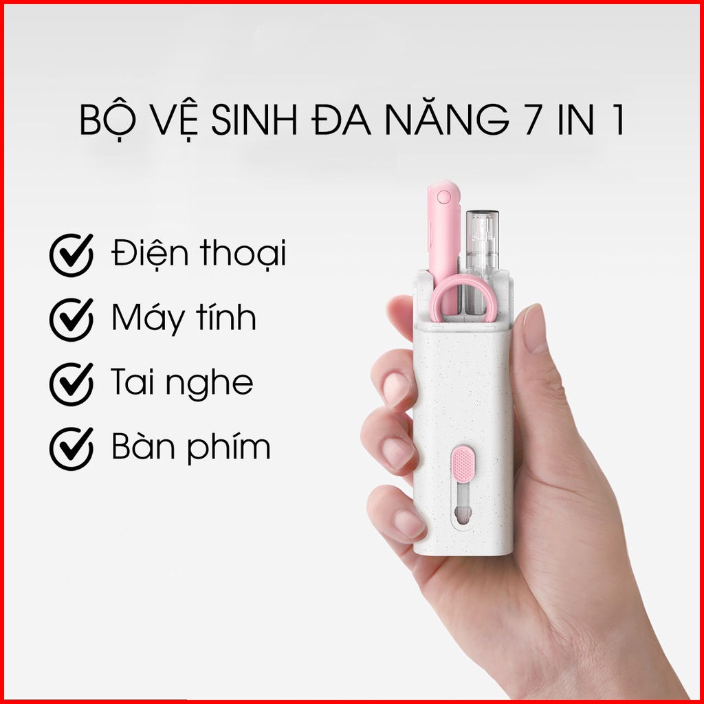 Bộ Dụng Cụ Vệ Sinh Laptop - Máy tính - Bàn Phím - Tai Nghe Airpod Đa Năng 7 in 1 Siêu Nhỏ Gọn