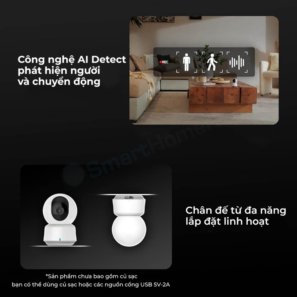 Camera thông minh Aqara E1 Wifi 6E - Tương thích HomeKit, độ phân giải 2K, giá xoay 360