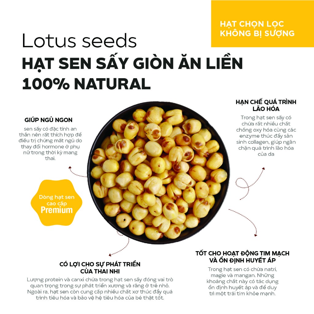 Hạt sen sấy giòn ăn liền Va'sEco Farm