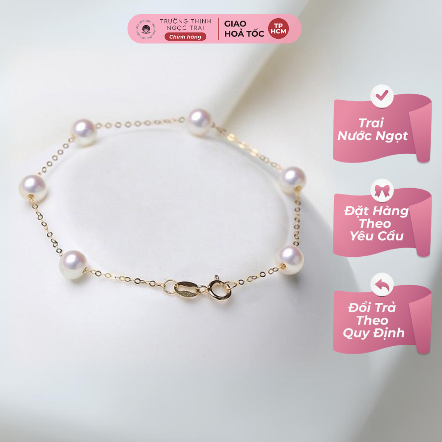 Vòng Tay Bạc Mix Hạt Ngọc Trai 6ly Kiểu Dáng Thời Trang, Thanh Lịch Cho Các Nàng - Ngọc Trai Trường Thịnh