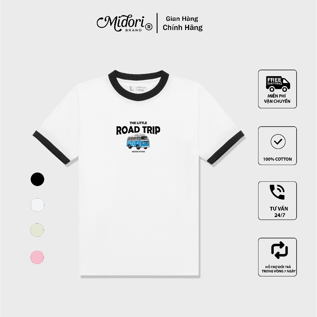 Áo Thun Baby Tee form ôm body tay lỡ ROAD TRIP Phông Nam Nữ | Local Brand Mi Midori