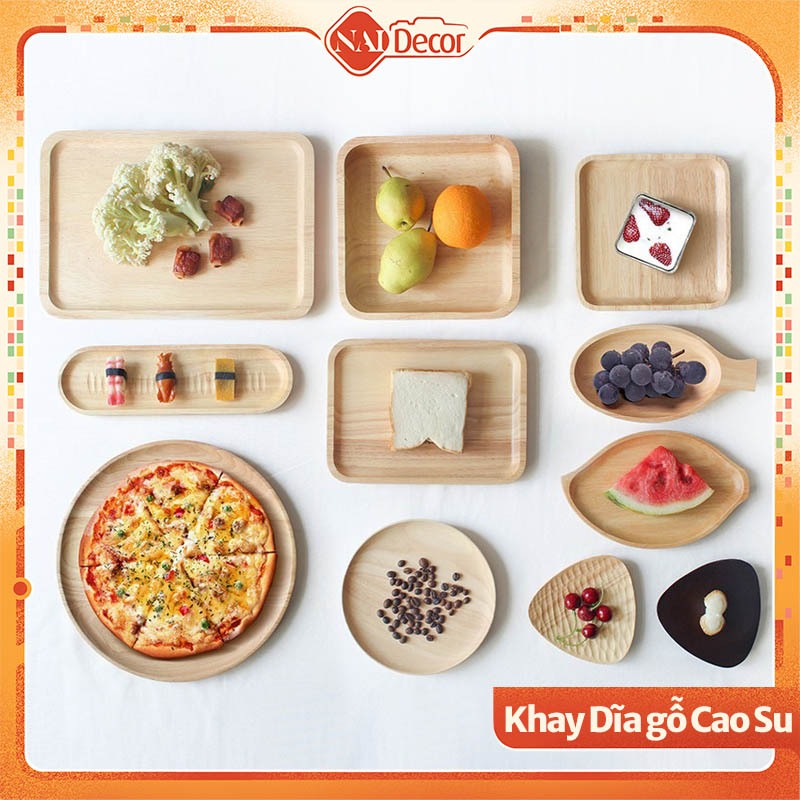 Khay, dĩa gỗ Nai Decor phong cách Nhật Bản, dùng trong nhà bếp hoặc trang trí chụp ảnh