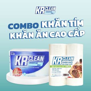 Combo 1 Bịch khăn lau đa năng Trắng KR Clean 400 tờ khổ 15x15 + 1 cặp khăn giấy ăn cao cấp 200 tờ khổ 10x20