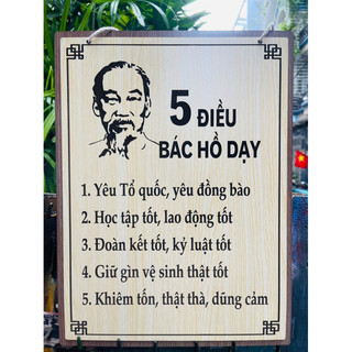 Tranh decor, tranh trang trí 5 điều Bác Hồ dạy