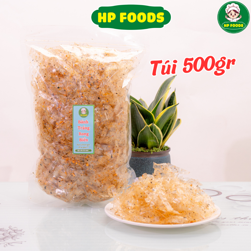 500gr Túi Zip Bánh tráng sợi rong biển tỏi phi chay mặn siêu ngon đặc sản chính gốcTây Ninh - HP FOODS