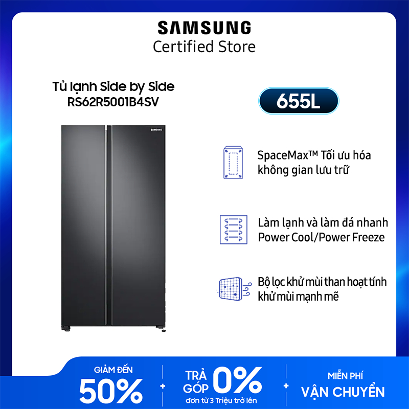 Tủ lạnh Samsung Inverter 680 lít SBS RS62R5001B4 - Miễn phí giao + lắp Toàn Quốc