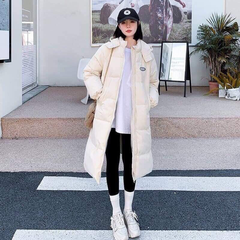 H1 Áo phao nữ dáng dài khoá 2 chiều siêu ấm áp