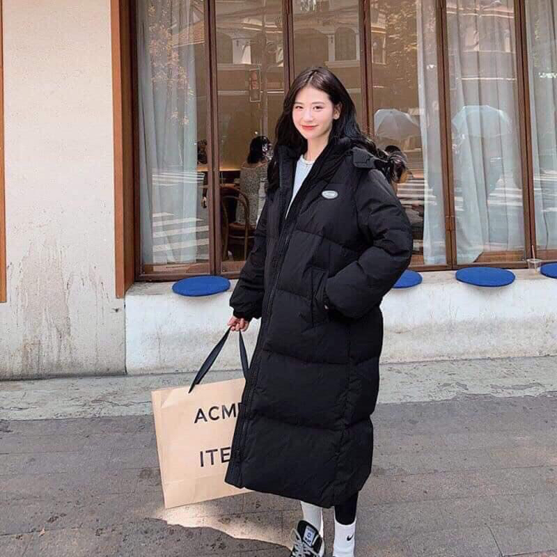 H1 Áo phao nữ dáng dài khoá 2 chiều siêu ấm áp