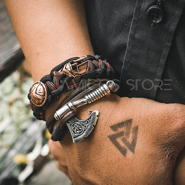 Vòng tay nam, handmade, đẹp, không gỉ Rìu Viking