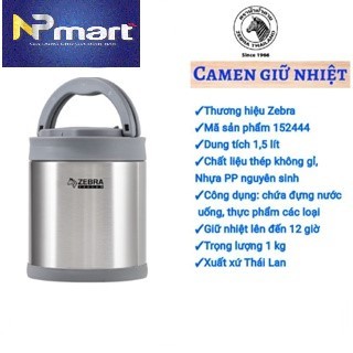 Camen giữ nhiệt Merry Meal 1,5L - 1.9L (có ngăn & muỗng) Zebra Thái Lan - 152444