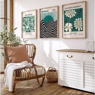  Tranh Treo Tường Canvas Khung Gỗ Bộ 3 Bức Phong Cách Bắc Âu Trang Trí Decor 
