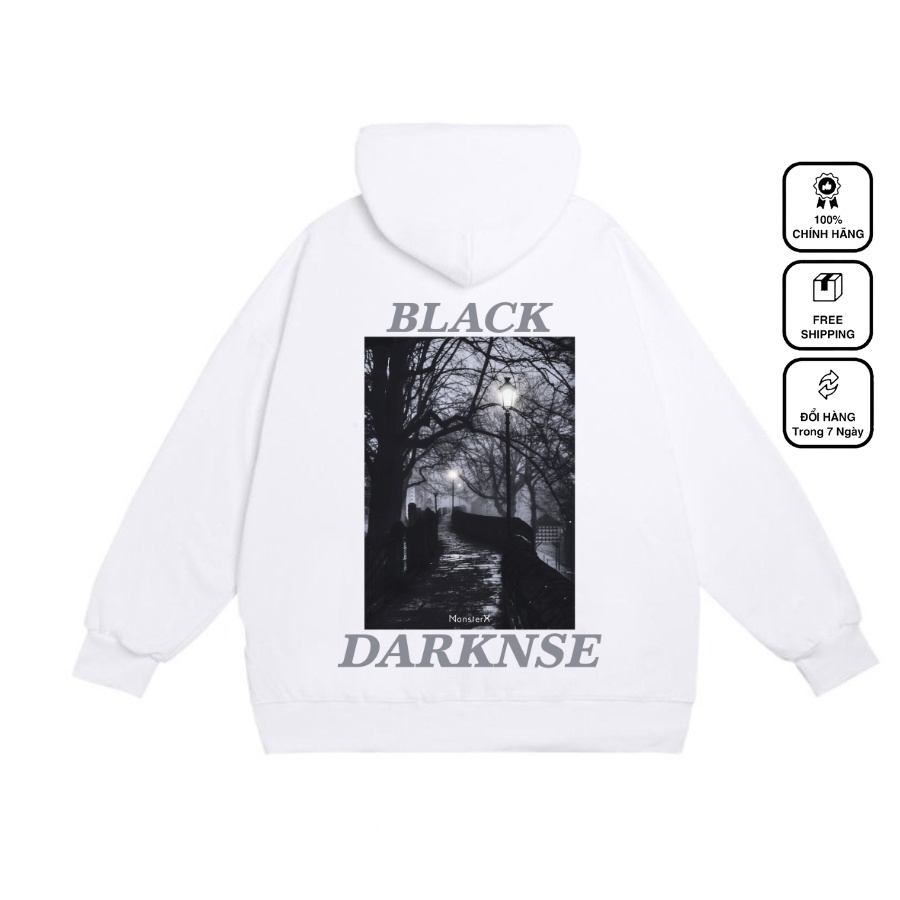 Áo hoodie nỉ bông Black Dark nam nữ form rộng thu đông Local Brand