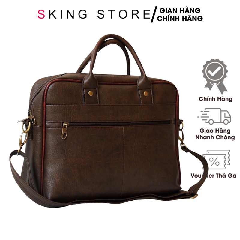 Cặp xách công sở da PU dáng vuông cao cấp – Túi đựng laptop 15 inch nhiều ngăn sang trọng chống nước
