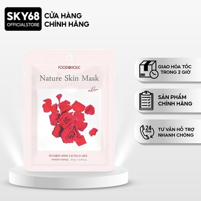 Mặt Nạ Hoa Hồng Dưỡng Da Trắng Sáng, Chống Lão Hóa Foodaholic Nature Skin Mask 23g- ROSE