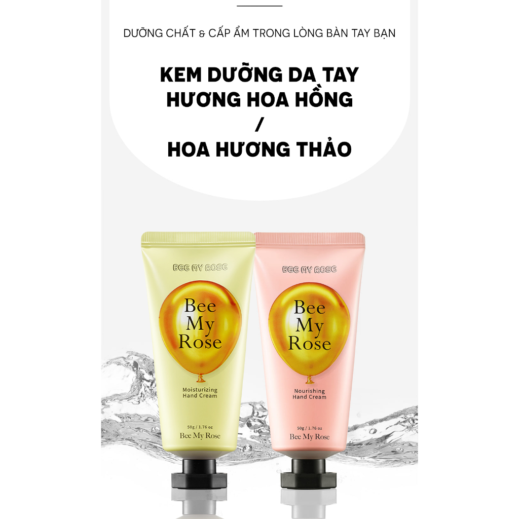 Kem dưỡng cấp ẩm làm mềm da bàn tay Hàn Quốc Bee My Rose, chiết xuất thực vật giàu vitamin A giảm nếp nhăn, làm mờ thâm.