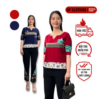 Bộ Đồ Trung Niên Nữ S830, Bộ Đũi Tay Lỡ Hoa Văn Thổ Cẩm Cho Bà Cho Mẹ Trung Tuổi U40 | Thời Trang Trung Niên NP Clothing