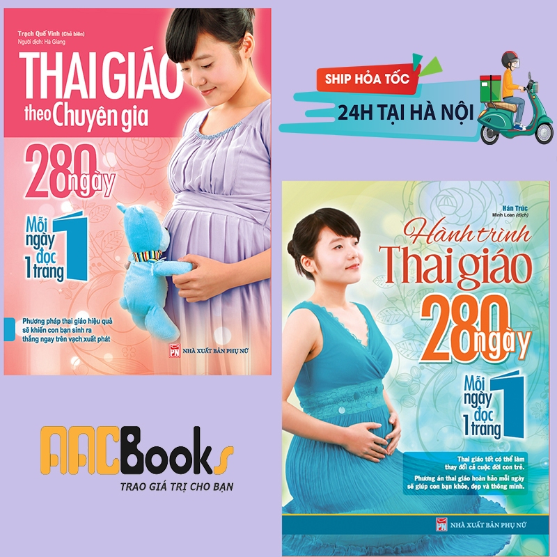 Sách - Bộ 2 cuốn - Thai giáo theo chuyên gia + Hành trình thai giáo - 280 ngày mỗi ngày đọc một trang - Lẻ tùy chọn