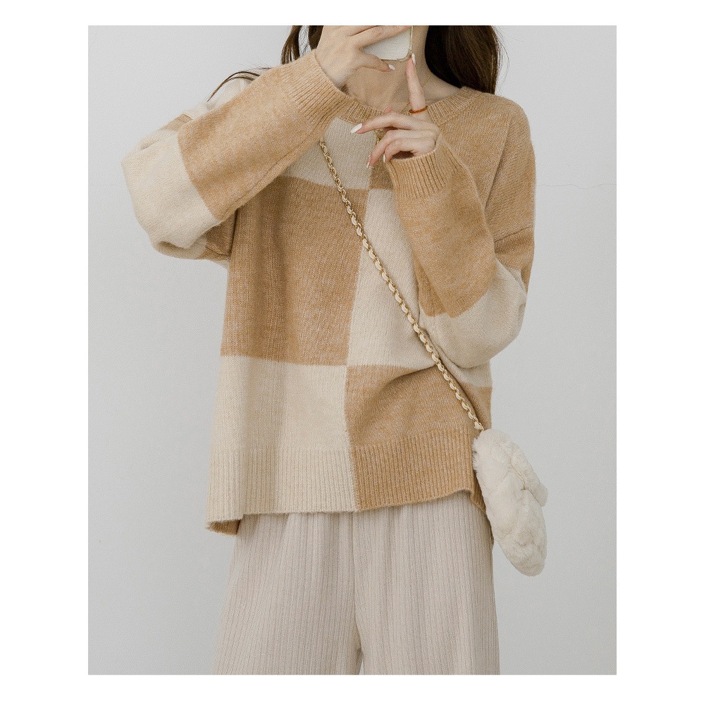 Áo Len Ô Vuông 1026 Nâu