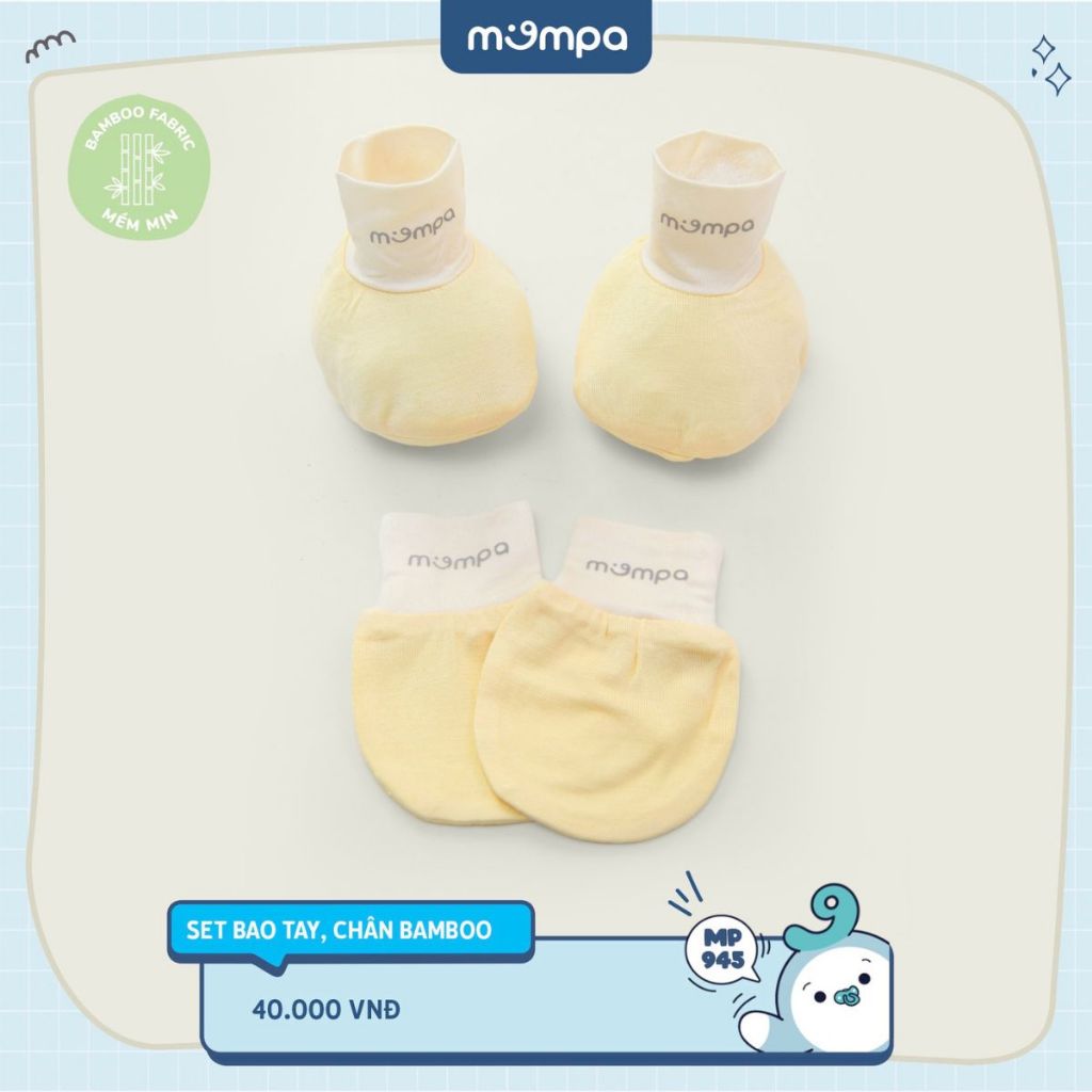 Bao tay chân cho bé sơ sinh Mompa vải Sợi tre Bamboo mềm mịn co giãn thoáng khí MP 945