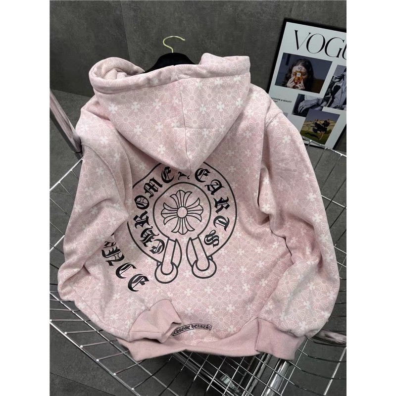Áo Khoác Hoodie Zip Chome Chất Vải Nỉ Bông Form Rộng Unisex