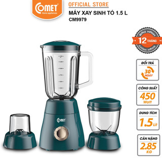 Máy xay sinh tố 3 cối 450W COMET CM9979 lưỡi dao thép 4 cánh không gỉ, tự động ngắt khi động cơ máy quá nóng - BH 12T