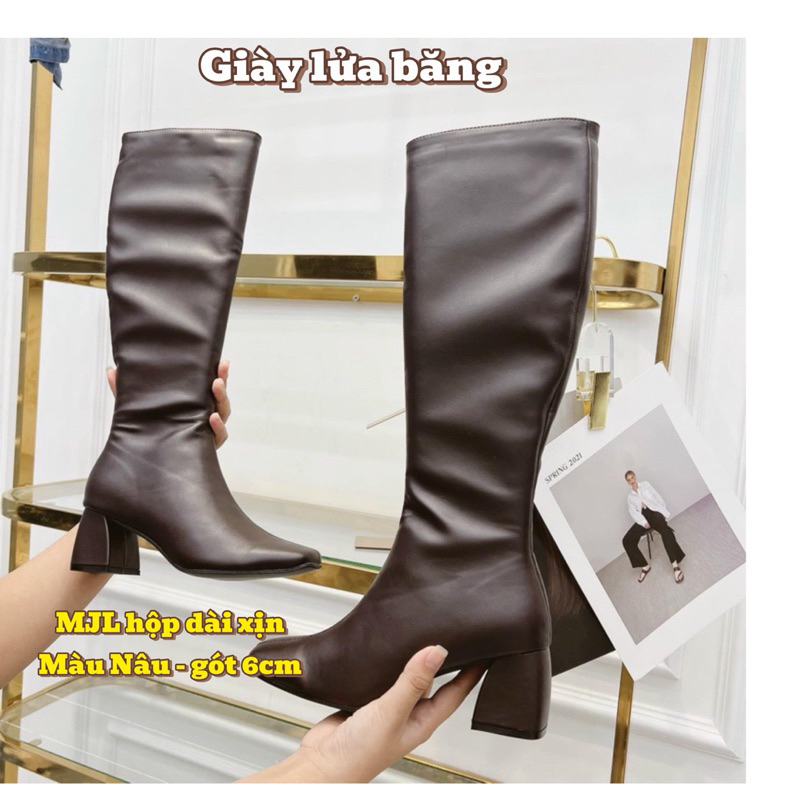 Bốt Đùi Nữ MiJiLi Boot Lửng Bốt Cao Cổ Da Lì Cao Cấp Gót 6 Phân Sang Xịn Mịn M22