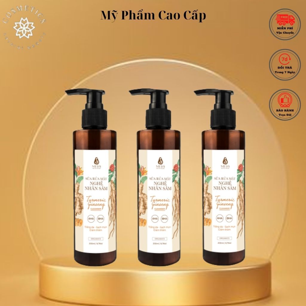 Sữa Rửa Mặt Nghệ Nhân Sâm MELA Giảm Mụn Sáng Da Dịu Nhẹ, Gel Rửa Mặt Cấp Ẩm Giảm Thâm Và Cân Bằng pH 200ml .