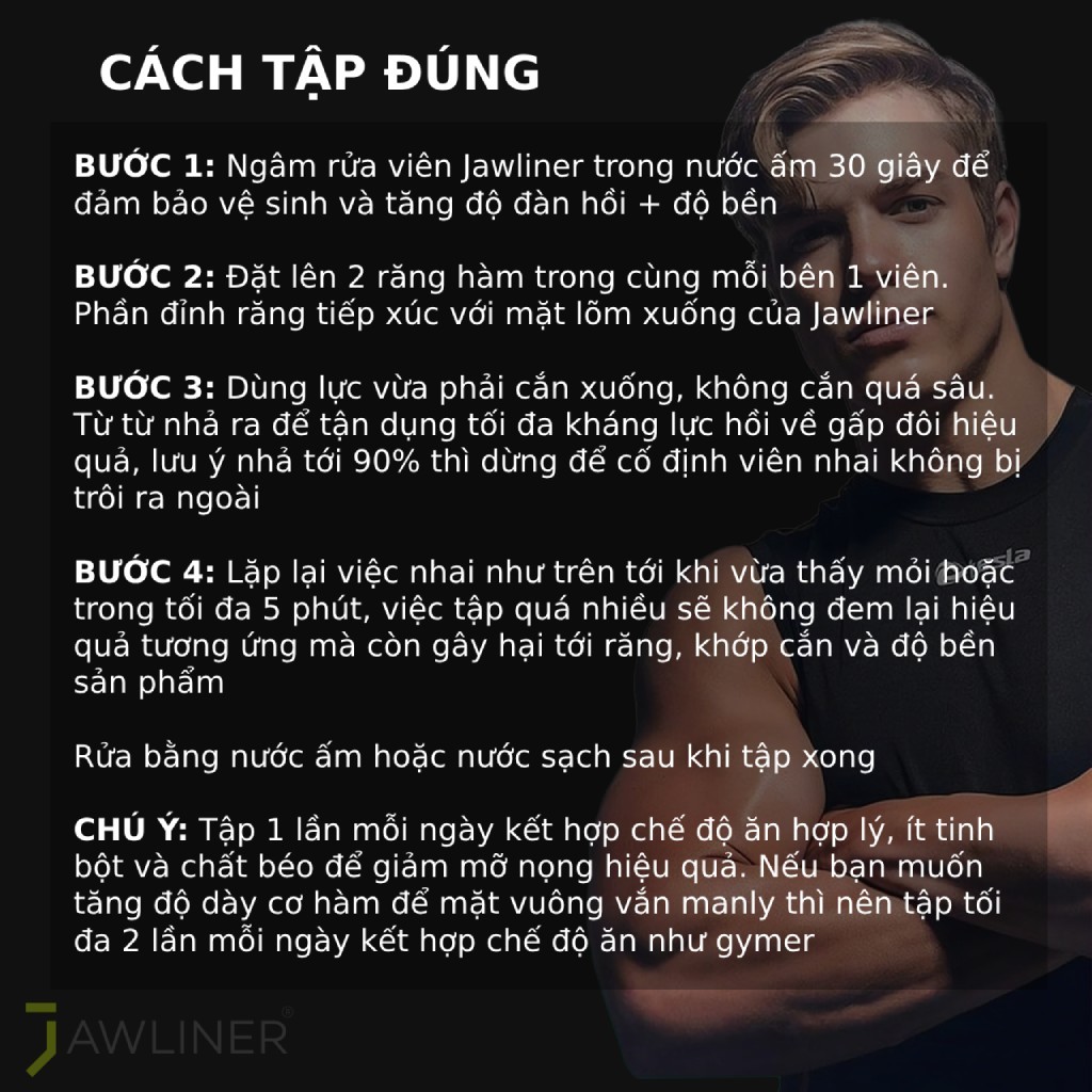 Dụng cụ viên nhai tập cơ hàm giảm mỡ nọng phát triển cơ hàm, mũi và jawline từ jawliner.vn