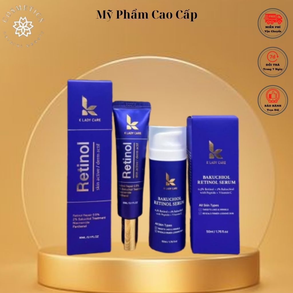Bộ Đôi 2 Sản Phẩm : Kem Dưỡng Retinol & Serum Dưỡng Ngăn Ngừa Lão Hoá Căng Bóng Da K Lady Care .