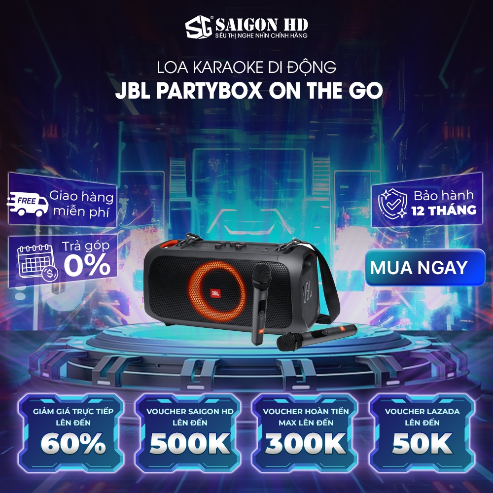 [Tặng kèm 2 Micro không dây] Loa JBL PartyBox On The Go - Hàng chính hãng, giá tốt, bảo hành 12 tháng