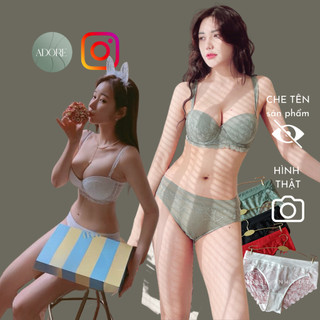 Bộ đồ lót nữ có gọng cúp ngang mút vừa kèm quần