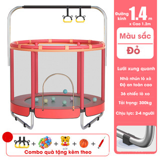 Nhà nhún lò xo - Nhà chơi nhún lò xo cho trẻ em mẫu bóng rổ có xà đơn, bóng ném