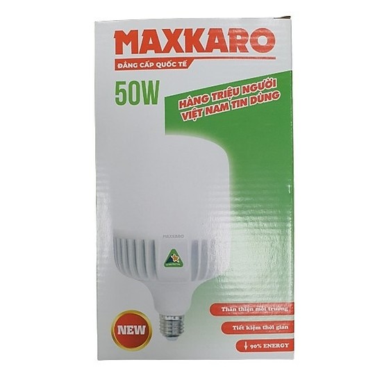 Bóng đèn LED thân nhôm nguyên khối MAXKARO ánh sáng mạnh 60W 50W 40W 30W 20W,Tiết kiệm điện Chính hãng