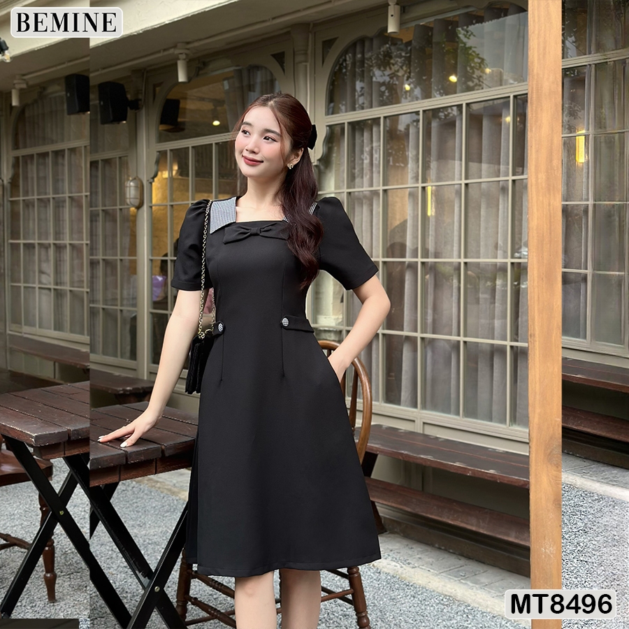 Đầm công sở cổ phối  tùng chữ A BEMINE MT8496