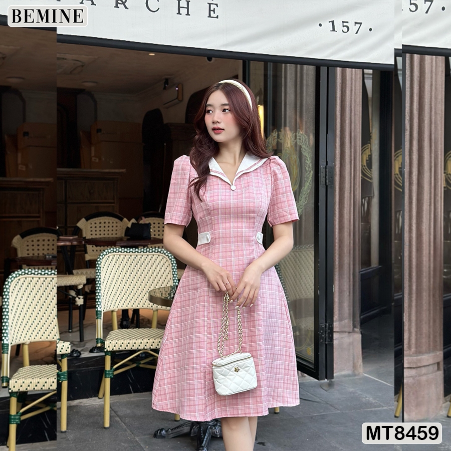 Đầm công sở cổ V tùng xoè BEMINE MT8459